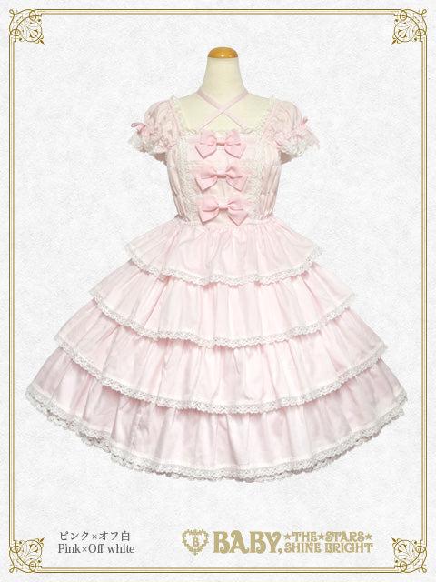 リボンミルキーシュガージャンパースカート - ピンク Pink