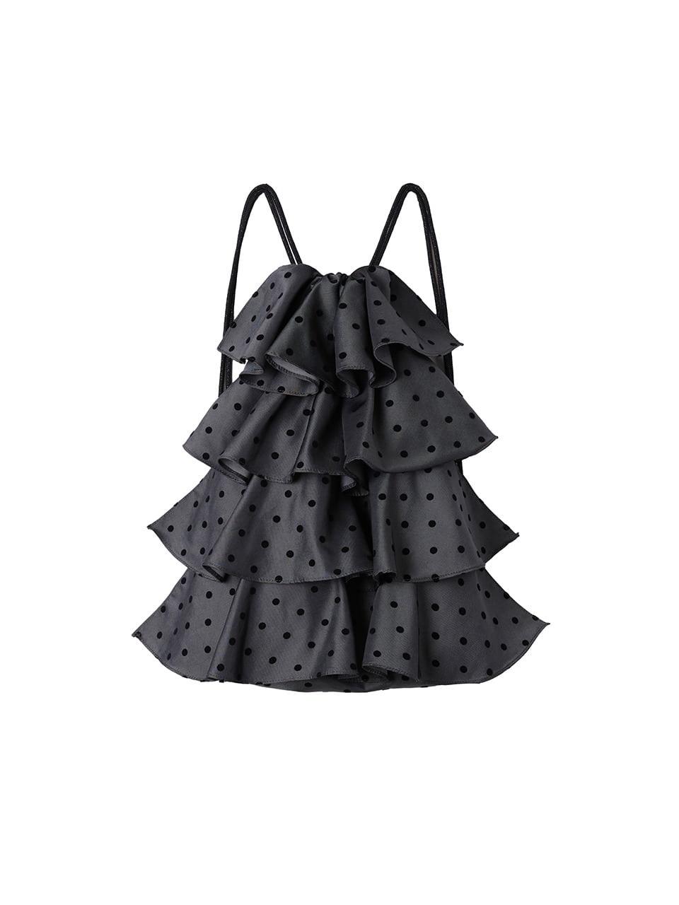 Dot ruffle gymsack_gray
