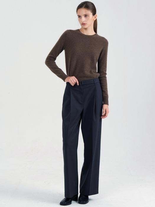 Belted Wool Twill Pants