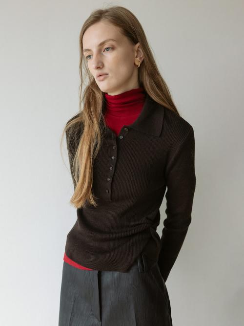 Twist Detail Ribbed Collar Knit SK5WP478_2color