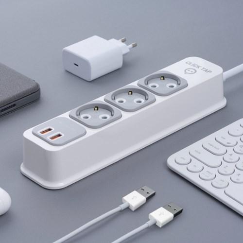 부엉이클릭탭3 USB Q2 3구 1.5M (그레이)