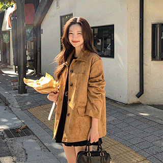 jk2940 (고퀄리티/소장추천/프렌치무드♥) 라페트 스웨이드 싱글 하프 코트 자켓