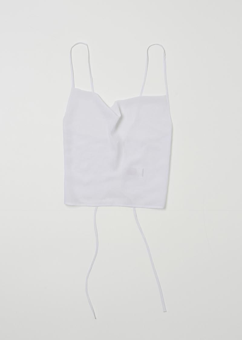 DRAPED SLEEVELESS CHIFFON TOP IN WHITE