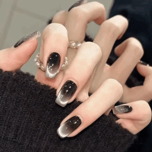 힙스터 블랙 자석젤 네일팁