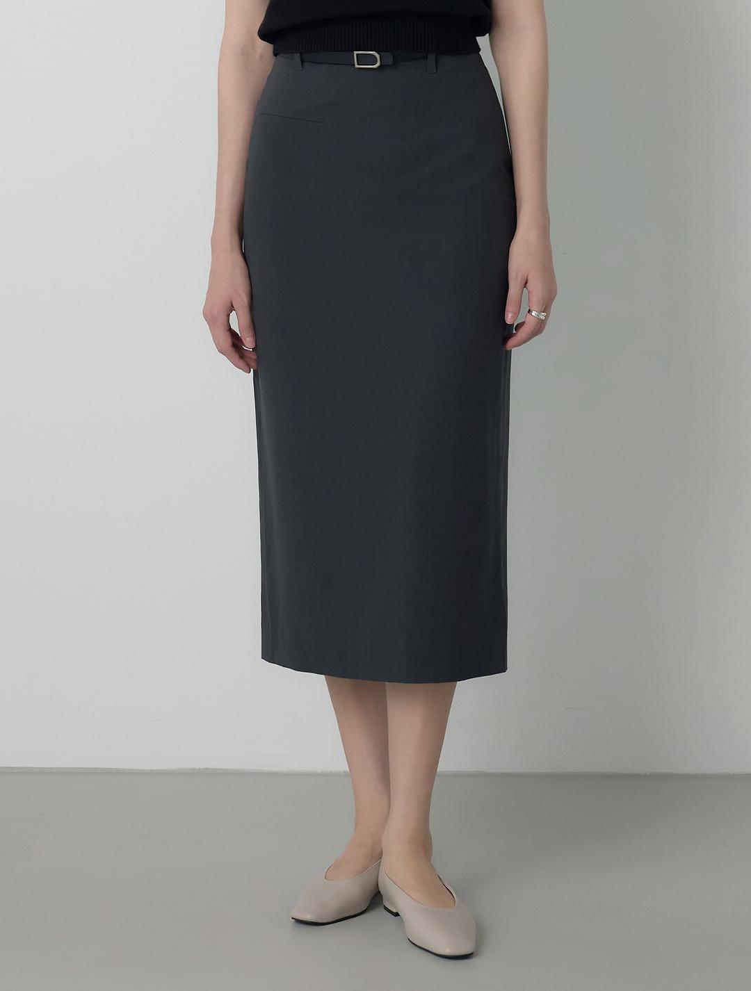 퍼브 벨티드 에이치 스커트 - 차콜