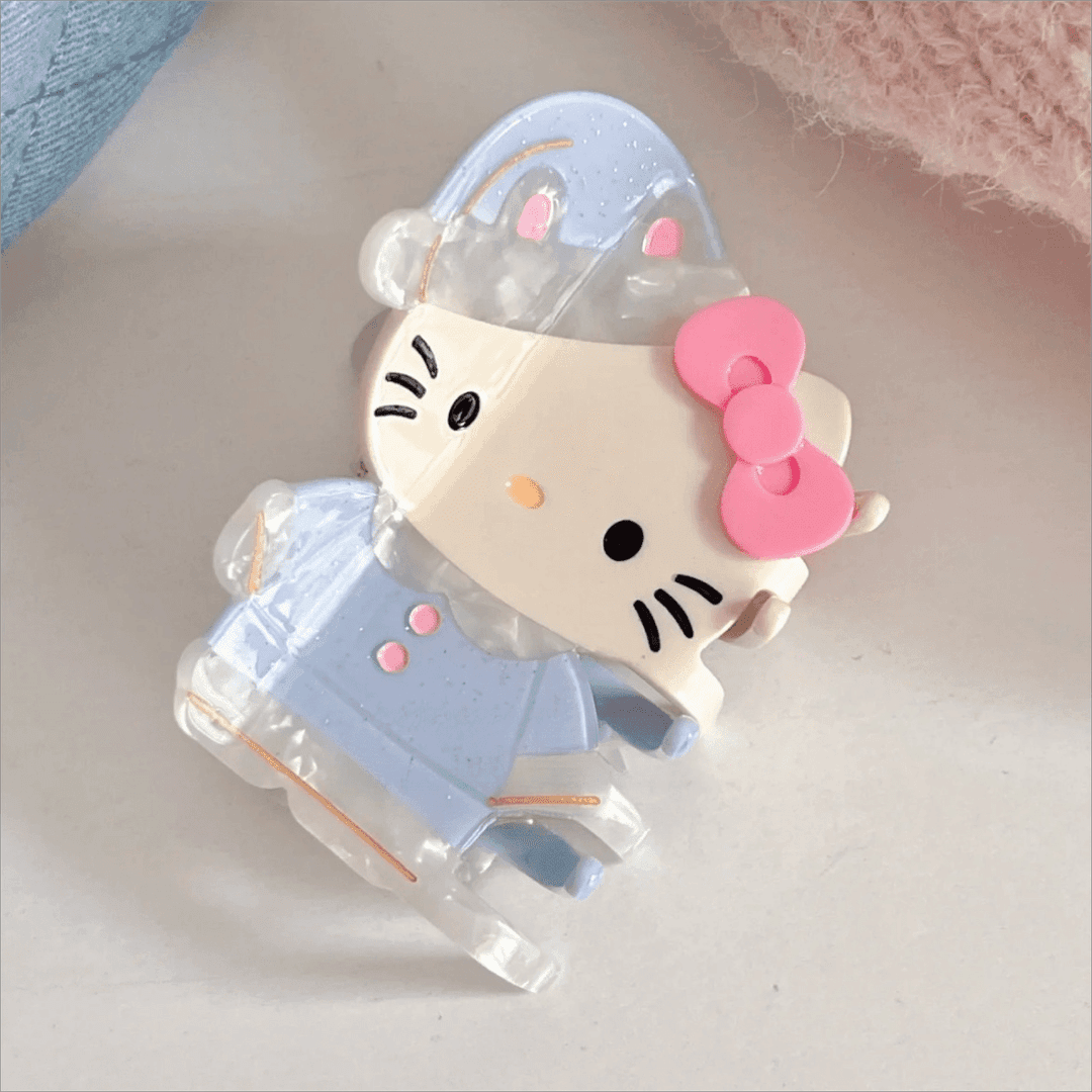 Sweet Hello Kitty Sleepwear Acetate Acrylic Hair Claw Hair Clip - Blue