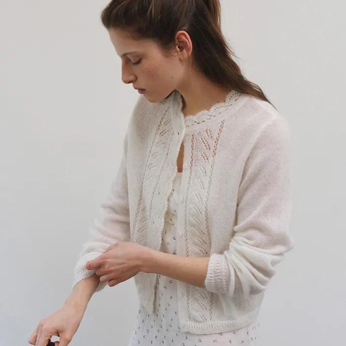 PETAL MOHAIR KNIT CARDIGAN [IVORY]