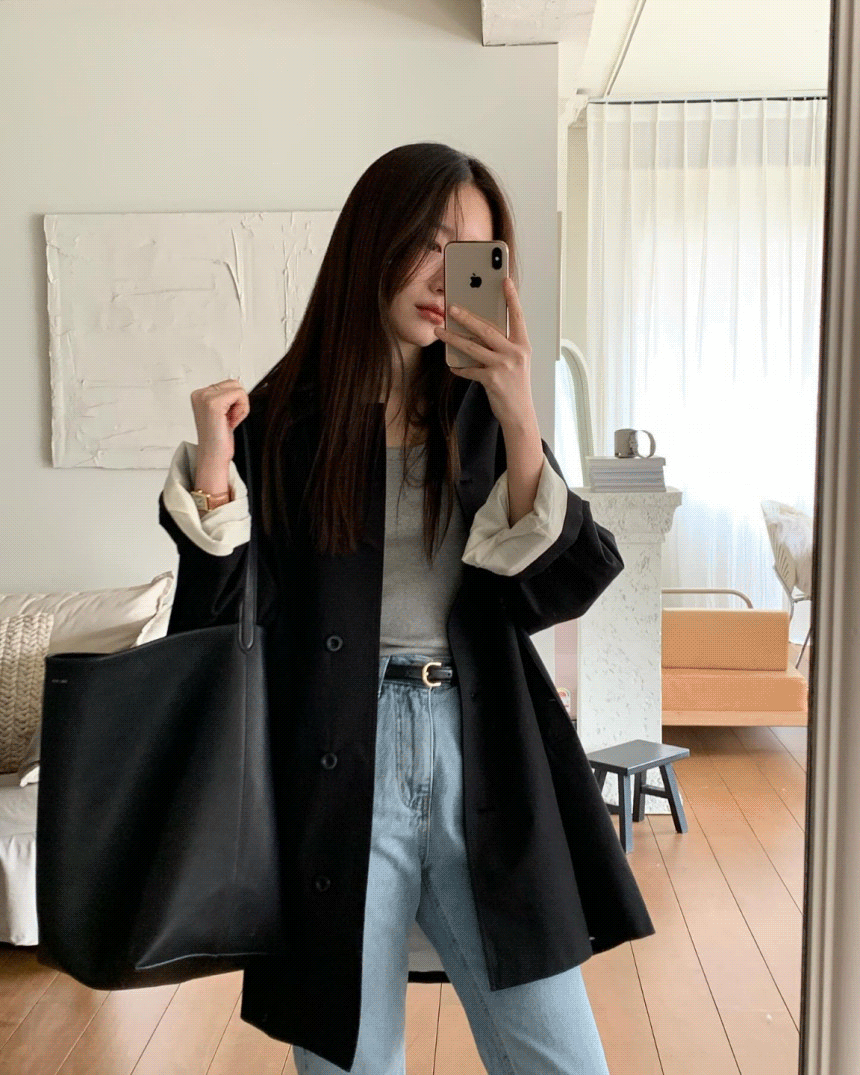 샵보애 Jinsim 진심 리하 트렌치 코트 코튼 긴팔 카라 자켓 래글런 싱글 하프 ct (2col)