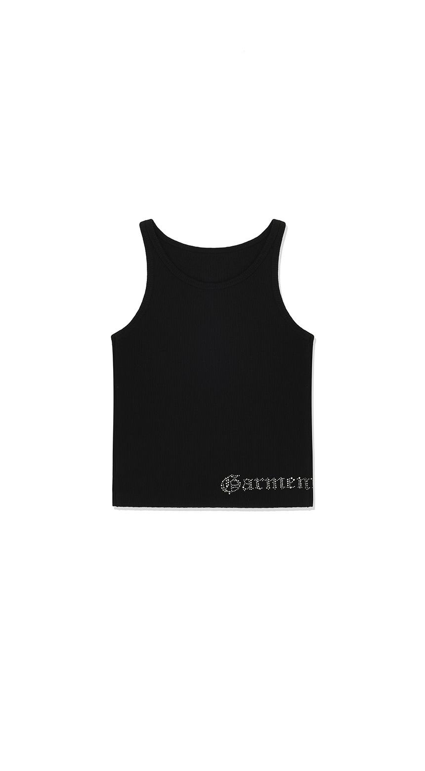 COLOR RHINESTONE TANK TOP - BLACK