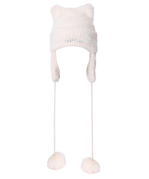 Angora Cat Earworm Beanie_[Ivory]