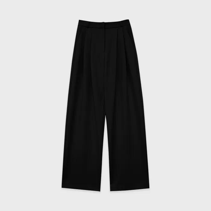 WARM PINTUCK SLACKS (BLACK)
