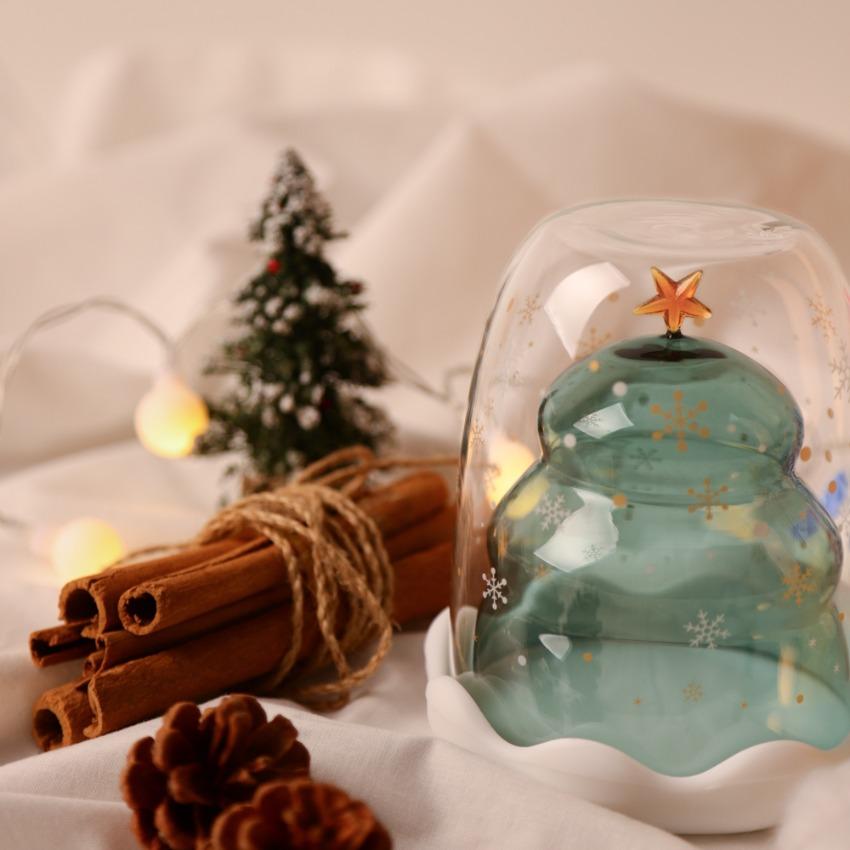 [당일] 크리스마스 트리 이중 내열 유리컵