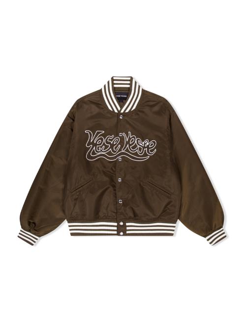 Y.E.S Snail Logo Stadium Jacket Brown