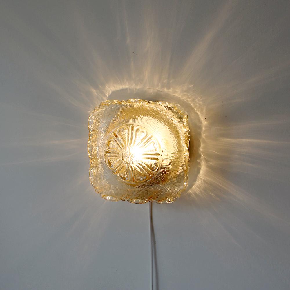 1970s Wernigerode Amber Crystal Glass Wall & Ceiling Lamp