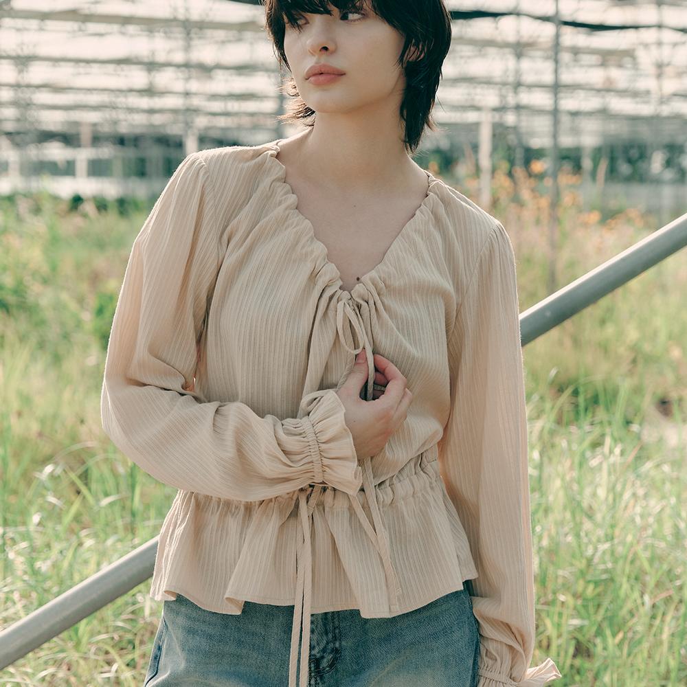 THREE RIBBON BLOUSE(BE)