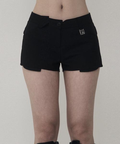 배색 레이어 셋업 마이크로 쇼츠 팬츠 (블랙)