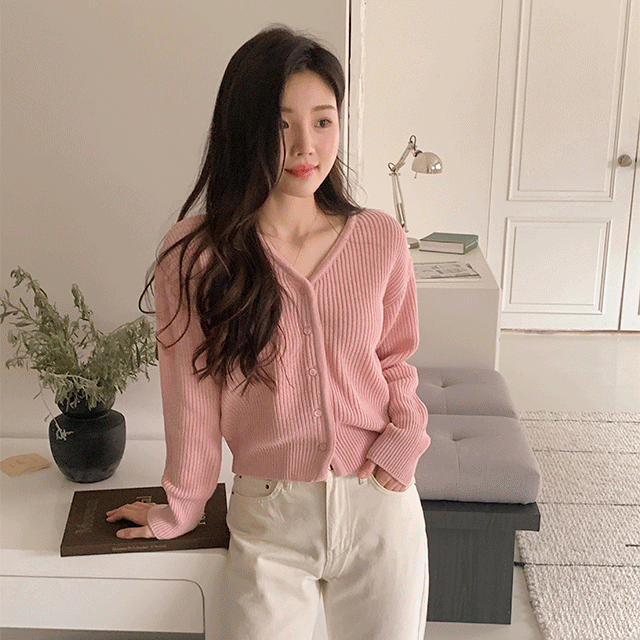 [기획]멜로우 니쥬 v넥 니트 가디건 (5color)