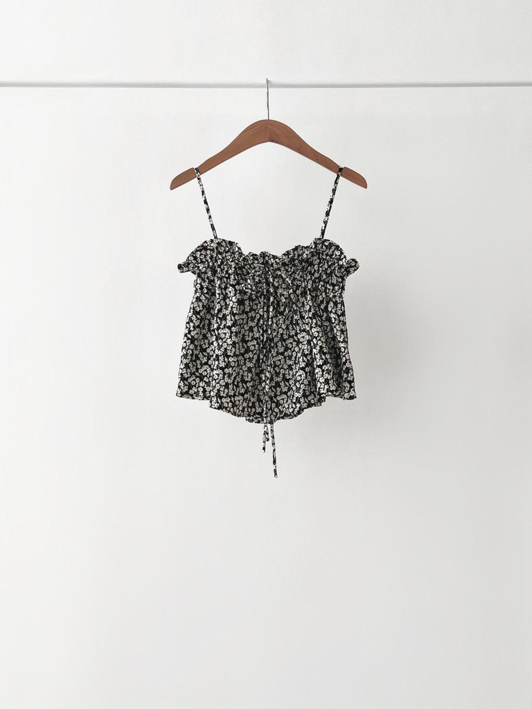 나우어데이즈 (재진행) OUNCE 온스 플로럴 리본 블라우스 슬리브리스 플라워 끈나시