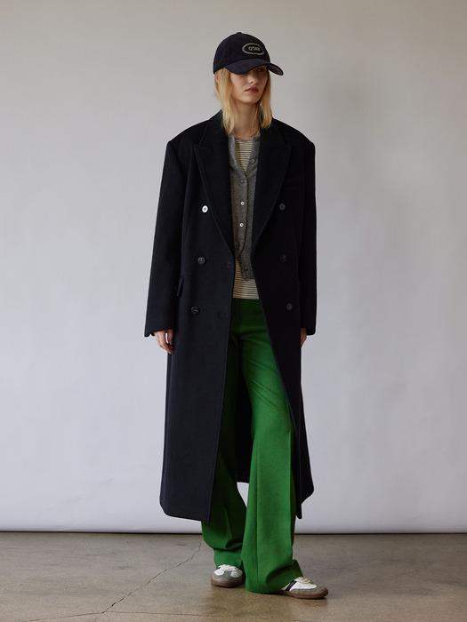 [지구PICK]Classic Wool Double Breasted Long Coat-BLACK
