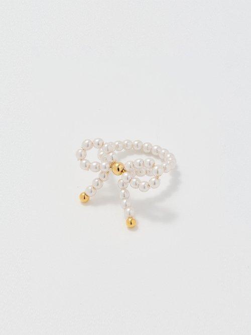 Pearl Ribbon Ring - White