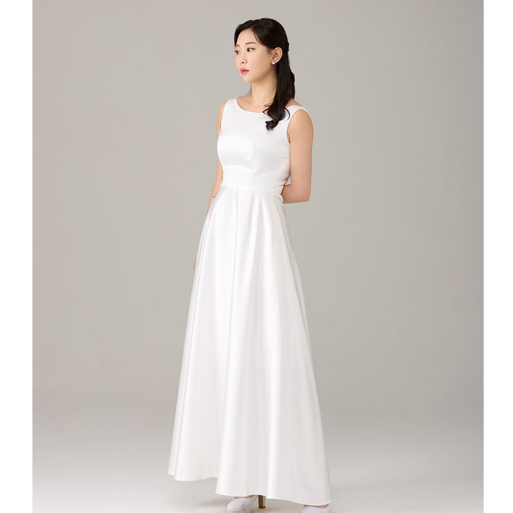 에센셜 A라인 화이트 예식이브드레스 대여 심풀 브라이덜샤워 촬영드레스 연말파티의상 : 코아차