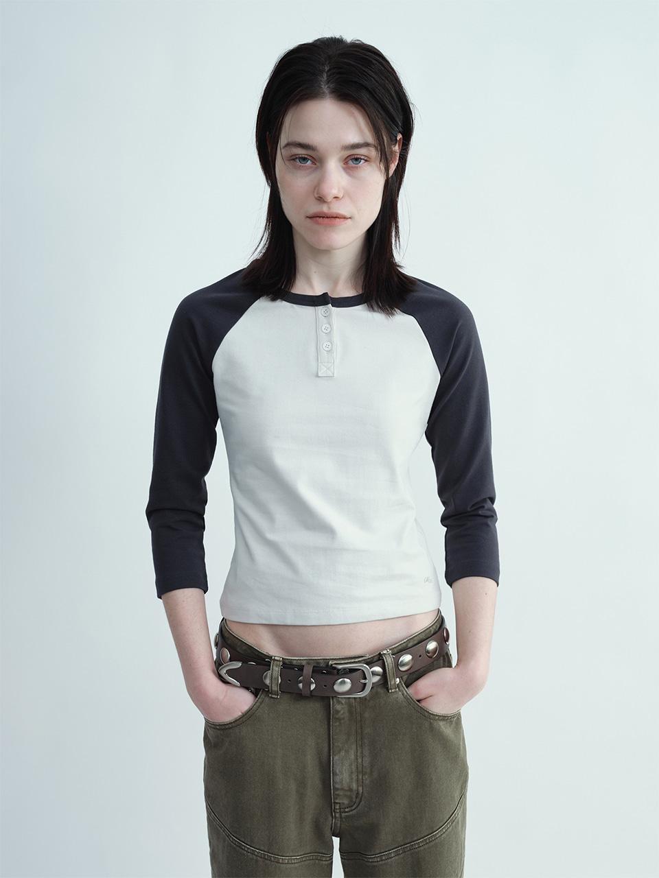 3/4 Henly Raglan T-Shirts [Charcoal]