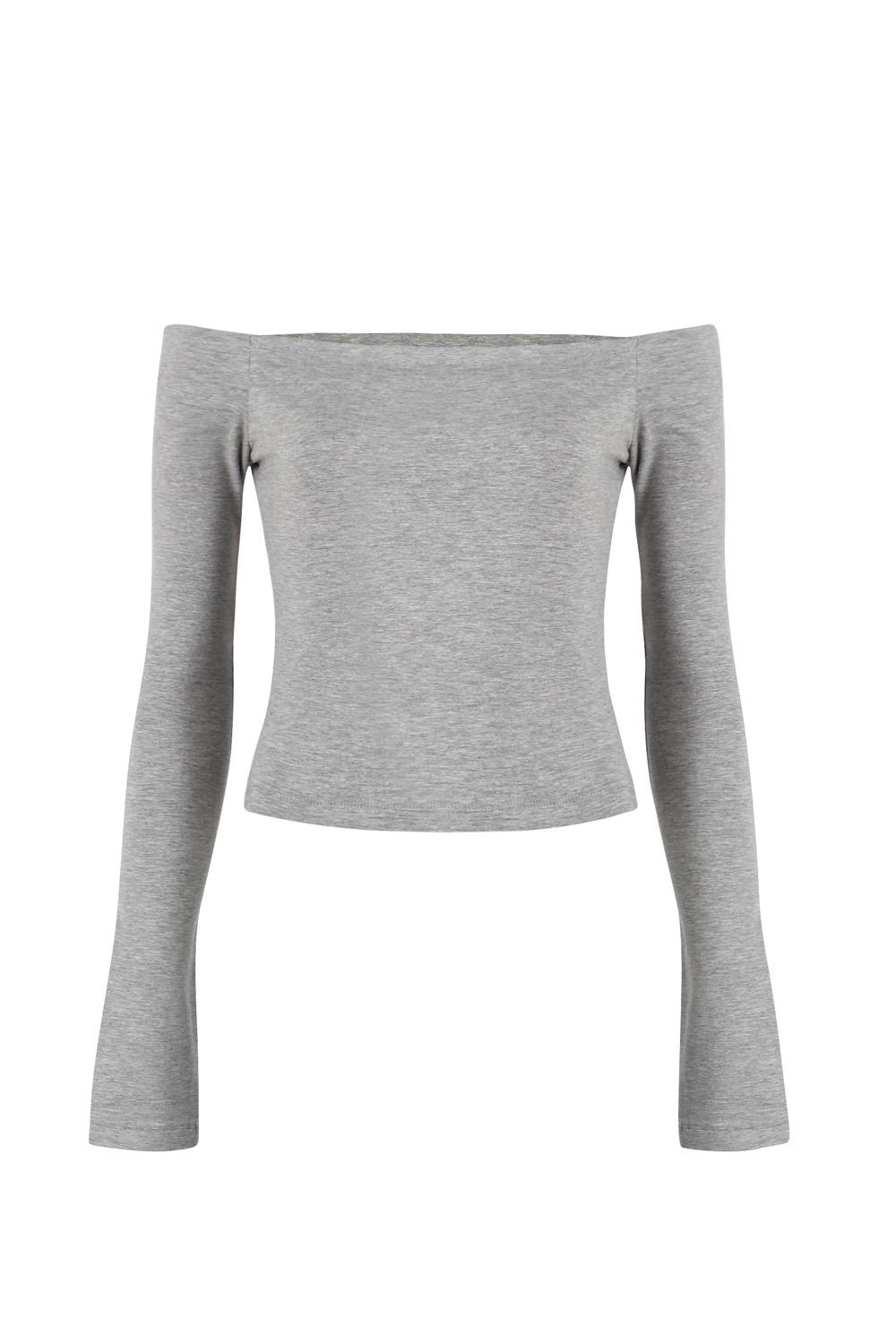 OOO MONO OFF-SHOULDER LONG SLEEVE GRAY