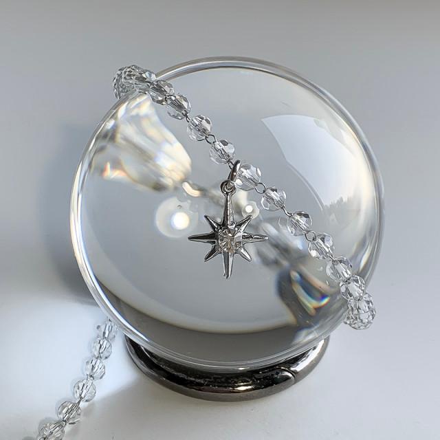 크리스탈 포인트 초커 목걸이 써지컬스틸