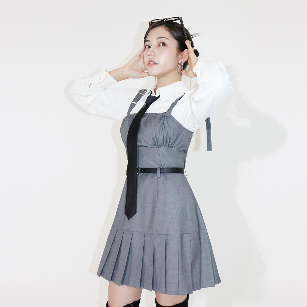 Funky belted dress (Grey)