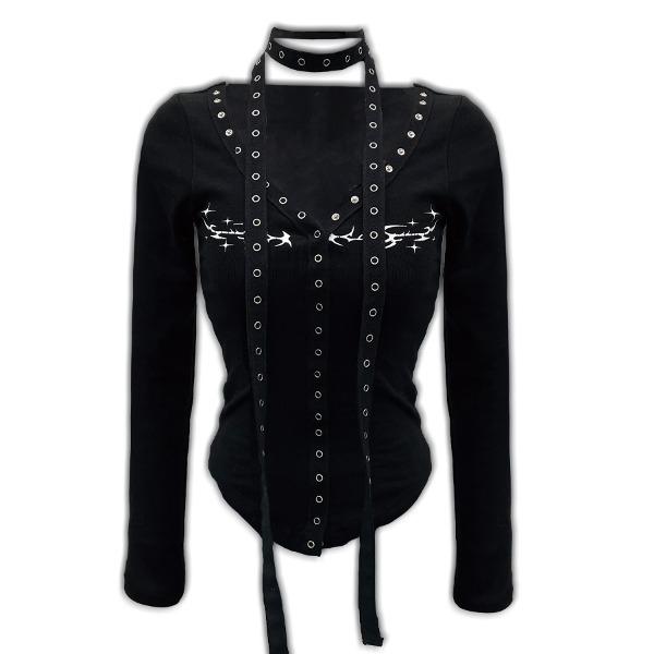 241-SNAP SCARF T-SHIRTS [Black]