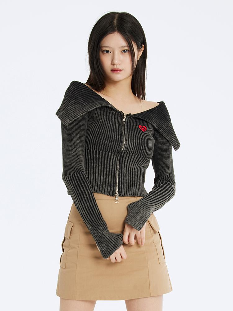 Bettyboop Vintage Washing Two-Way Knit Zip-Up (2 Colors)