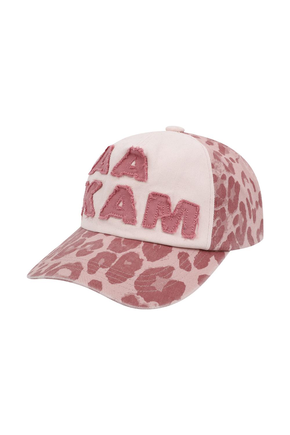 Leopard Patch Cotton Ball Cap (Pink)