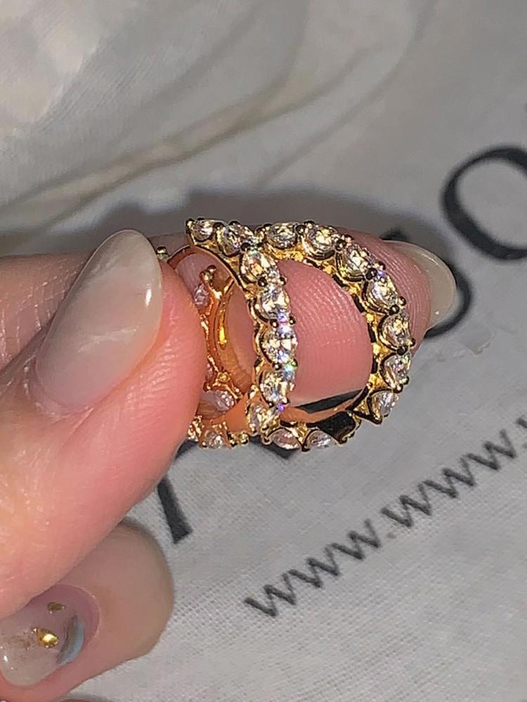 실버925 볼드 큐빅 트윙클 원터치 링 귀걸이 / 화려한 연말 귀걸이