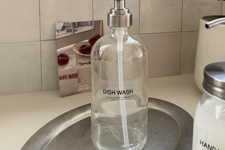 원형 욕실 유리 디스펜서 / 주방세제통 유리병  500ml