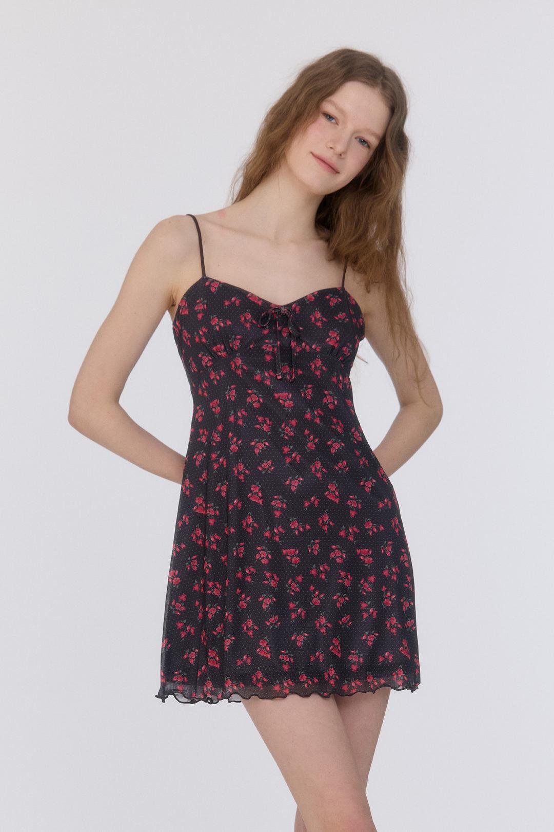 메쉬 비치 드레스 [로지 도트_다크 그레이]