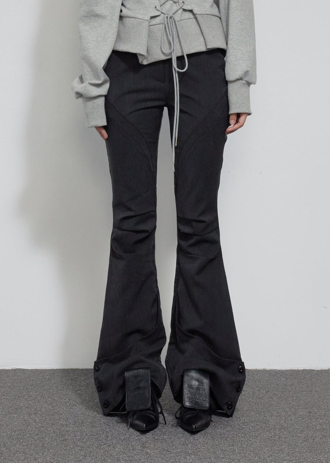[2ND] LEG LINE BOOTCUT PANTS, STRIPE BLACK