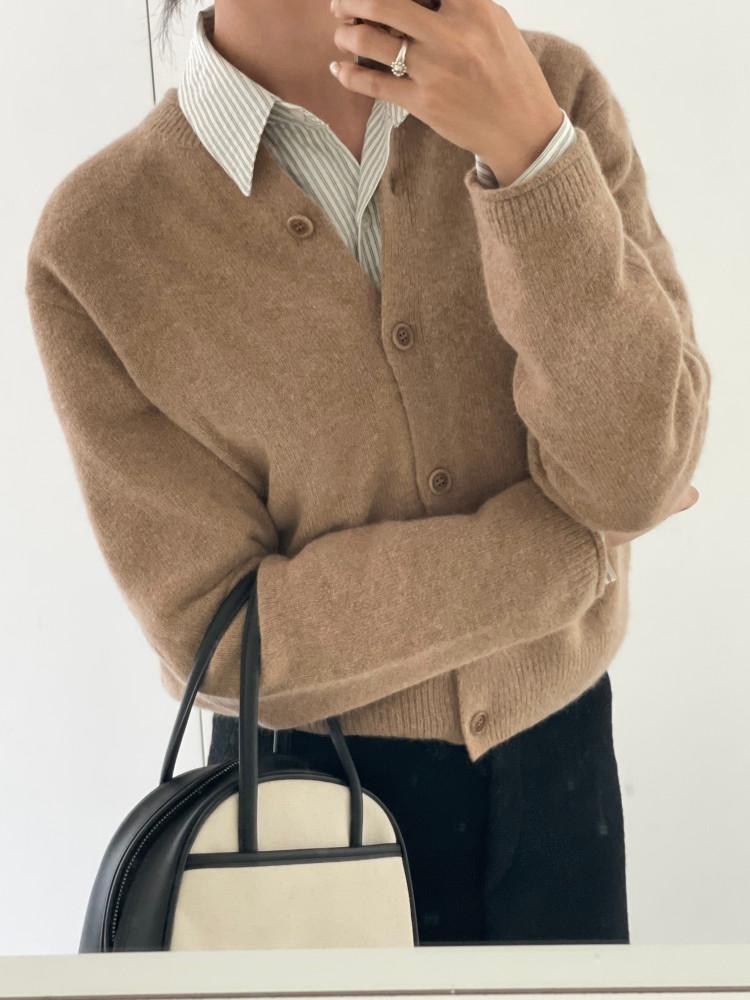 (차콜/핑크 당일) LOUNGE 라운지 라쿤 말림 가디건 cd (4 Color)