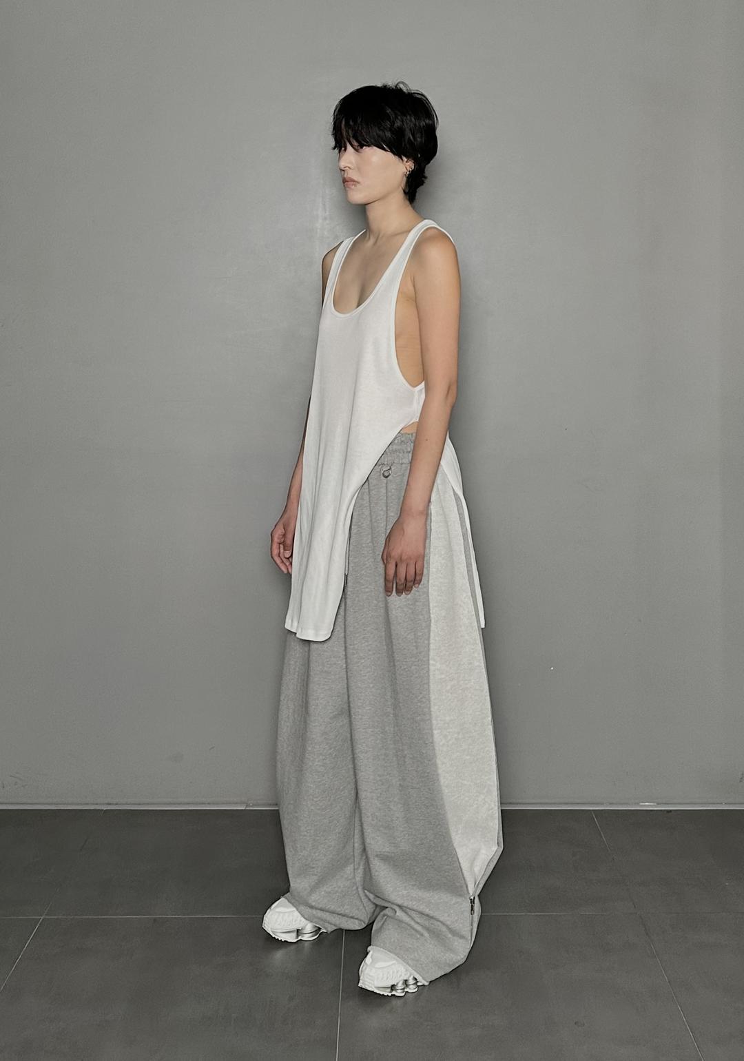 SS25 AMU Unisex Slit Sleeveless Top #WHITE [Pre-Order 20% OFF until 07/01]