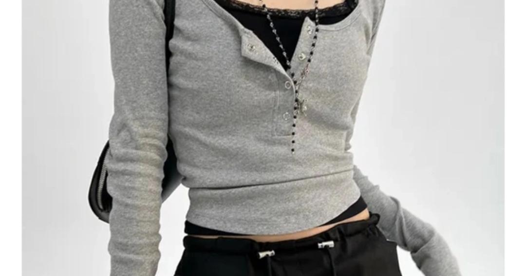 아쿠비클럽 와이드 유넥 스냅티 그레이