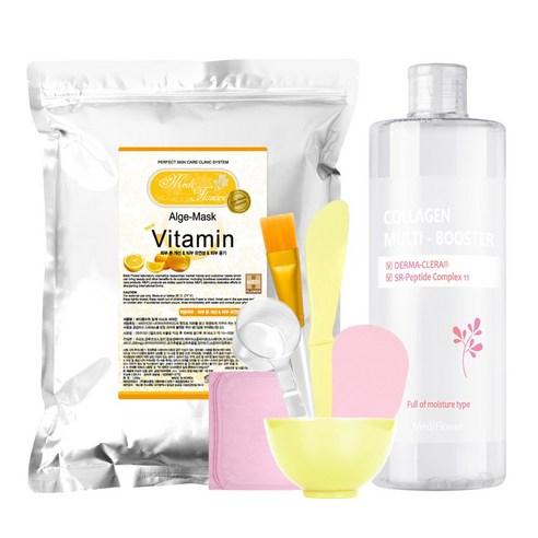 메디플라워 대용량 모델링팩 스타터팩 / 비타민 1kg+팩도구 6종+콜라겐 멀티 부스터 500ml - 고무/모델링 | 쿠팡