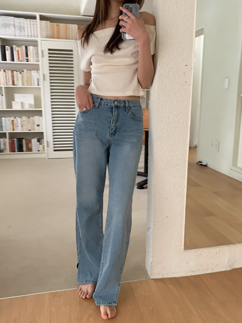 Slit long denim