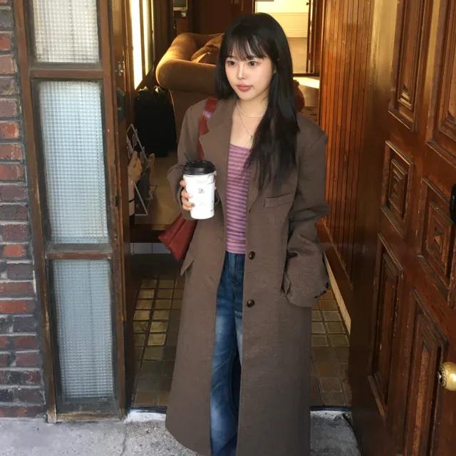 (*바로 출고가능 입고*) (2 color) 무드 울 헤링본 롱코트