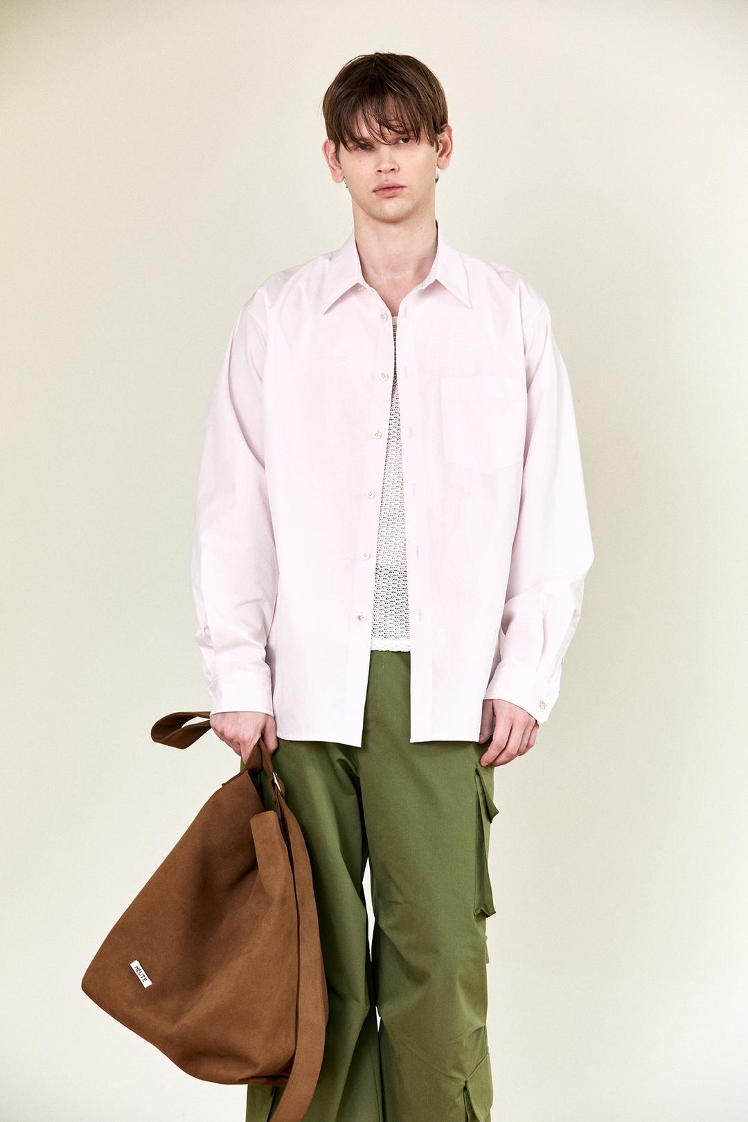 REGULAR COLLAR COTTON SHIRT (L/PINK)