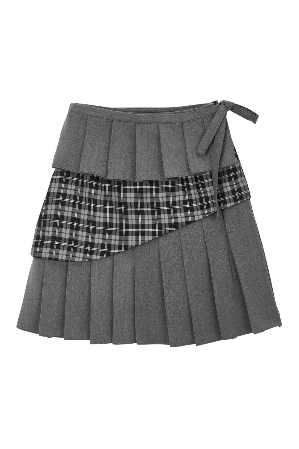 YB x Oliwa Checkered Pleated Wrap Skirt [예약 배송 05월 30일]