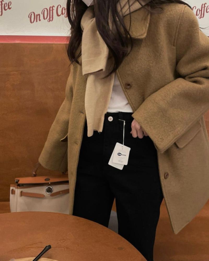 [아이,네이비 당일배송]  드온도 알파카 부클 하프 코트 울 2온스 누빔 싱글 겨울 (3컬러)