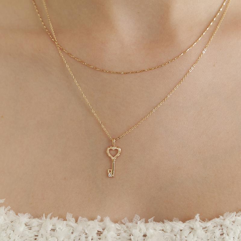 [슈퍼세일] 14k 로렌 하트 열쇠 다이아 목걸이
