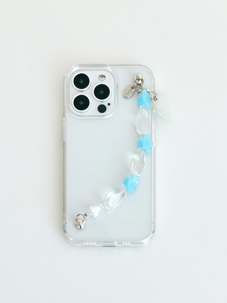 CLEAR BLUE FLOWER PHONE CASE