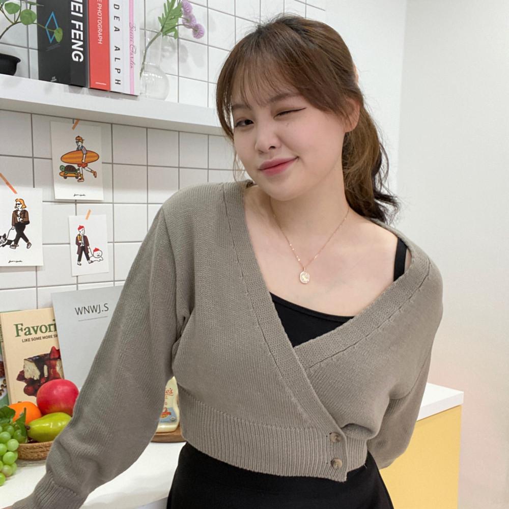 (44-66) 투웨이 랩 크롭 니트 가디건