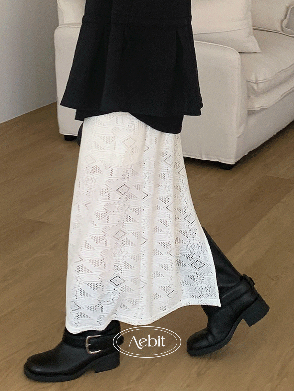 어리틀빗 자체제작 bero punching skirt (2color) 블랙 당일발송!