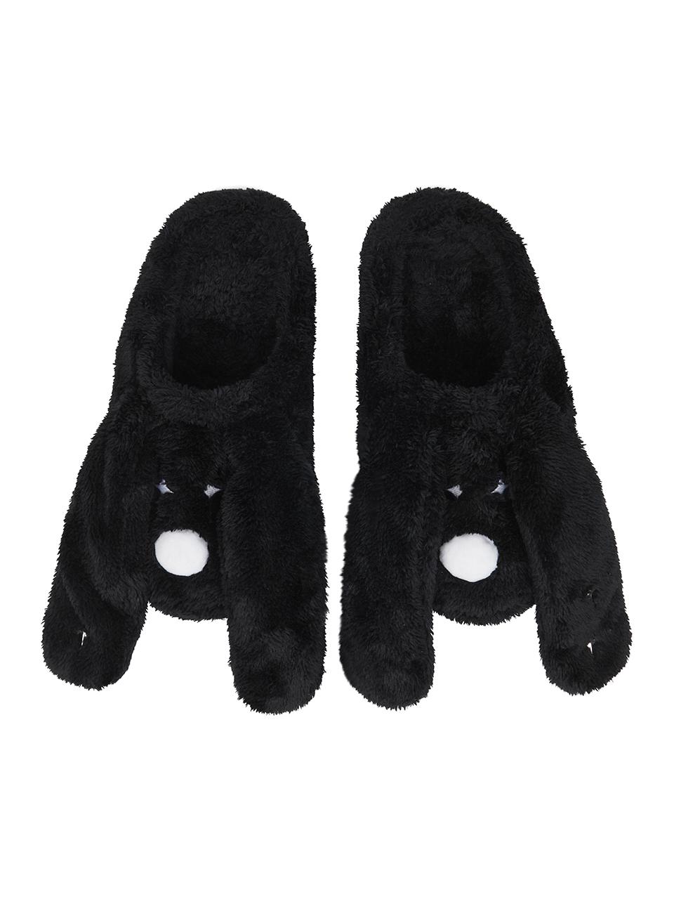XM FUZZY DOG ROOM SHOES(BLACK)